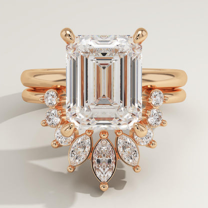 Emerald Cut Cluster Lab-Grown Diamond Bridal Set