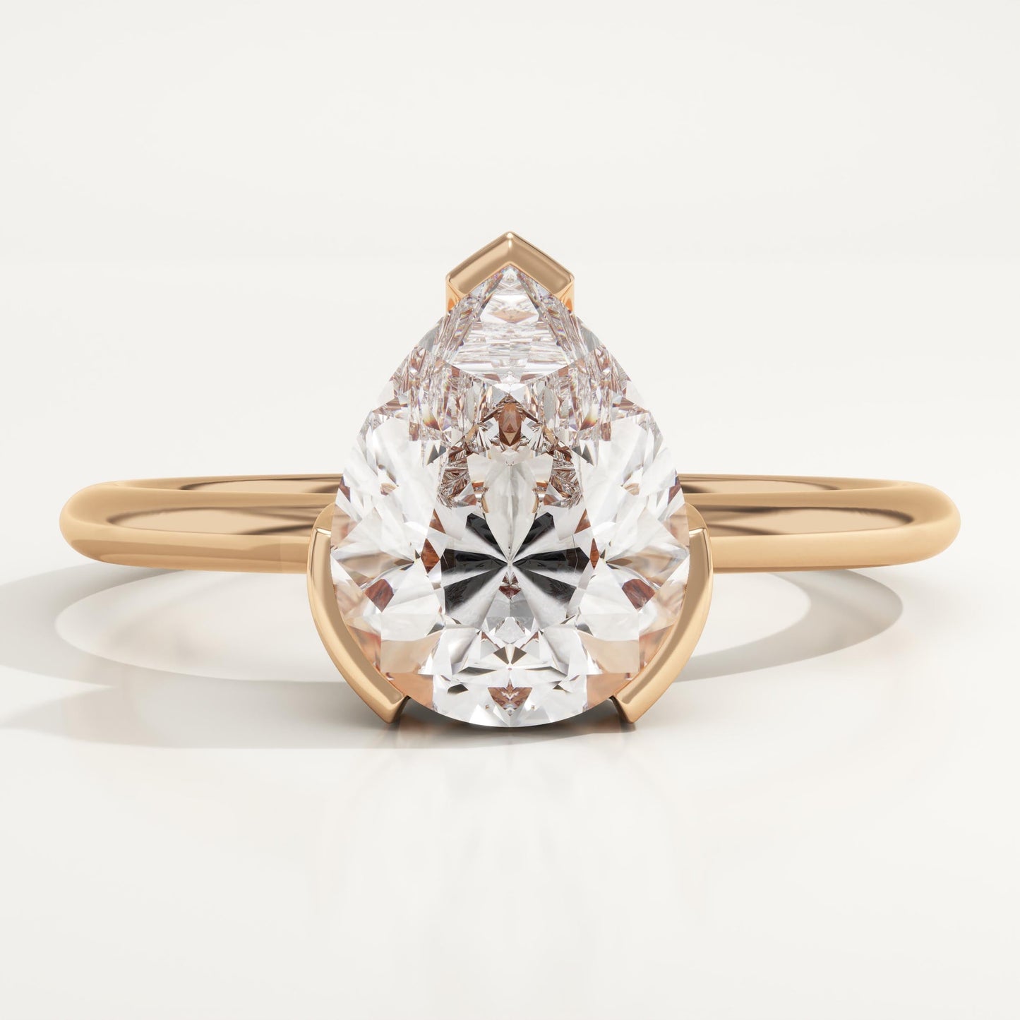 Pear Cut Half Bezel Lab-Grown Diamond Engagement Ring
