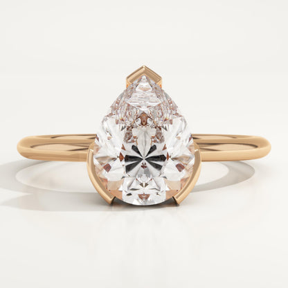 Pear Cut Half Bezel Lab-Grown Diamond Engagement Ring