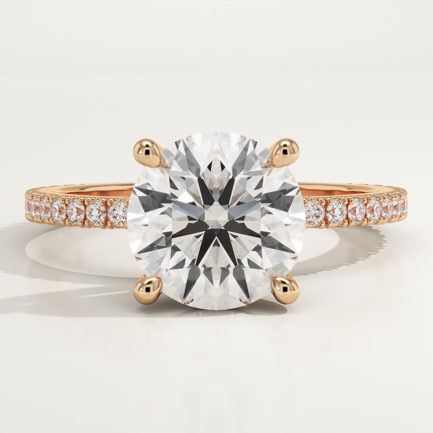 Round Cut Pave Lab-Grown Diamond Engagement Ring