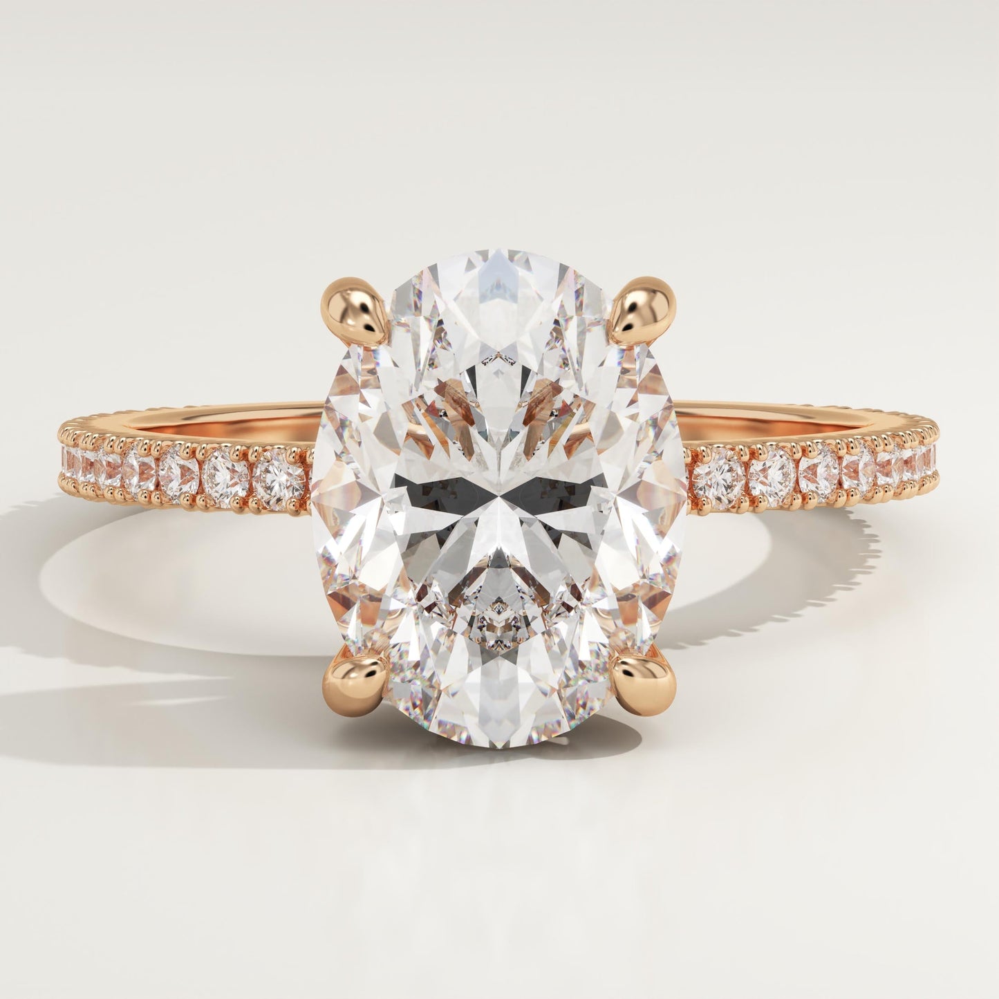 Oval Cut Hidden Halo & Pave Lab-Grown Diamond Engagement Ring