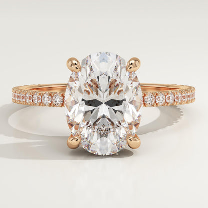 Oval Cut Hidden Halo & Pave Lab-Grown Diamond Engagement Ring