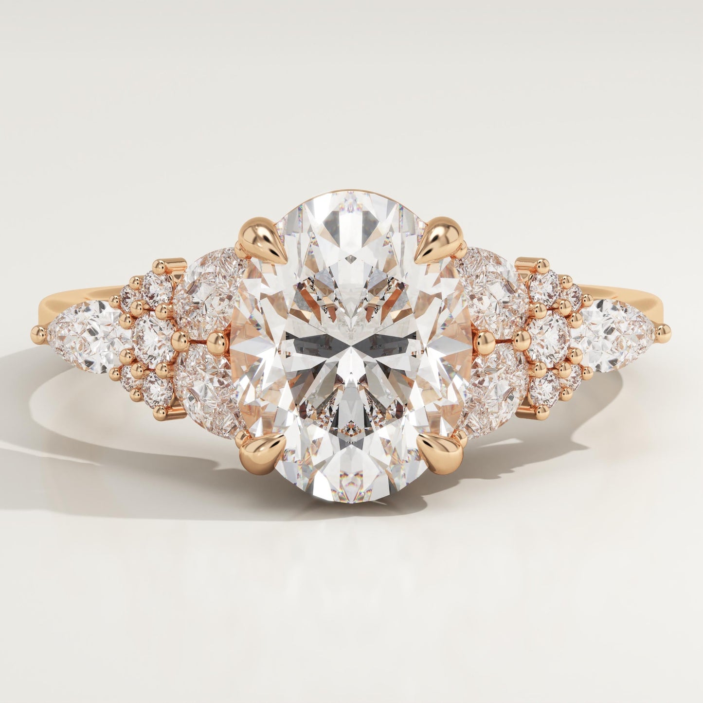 Oval Cut Cluster Lab-Grown Diamond Engagement Ring