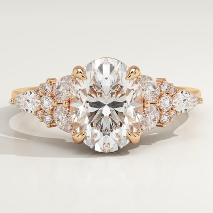 Oval Cut Cluster Lab-Grown Diamond Engagement Ring