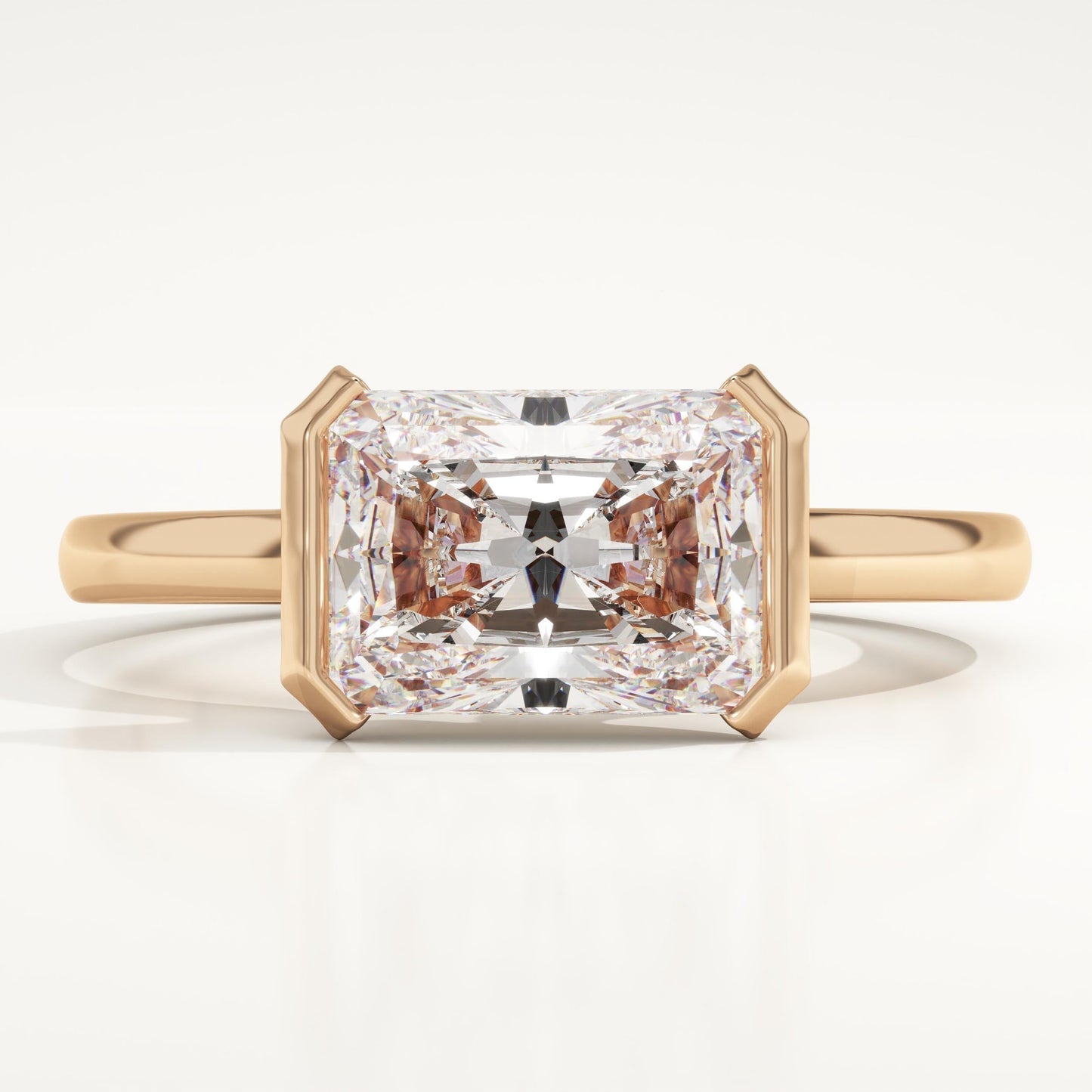 East West Radiant Cut Half Bezel Lab-Grown Diamond Engagement Ring