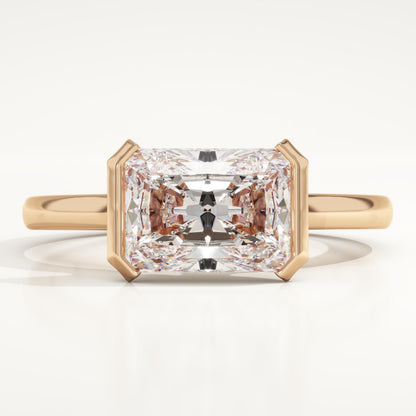 East West Radiant Cut Half Bezel Lab-Grown Diamond Engagement Ring