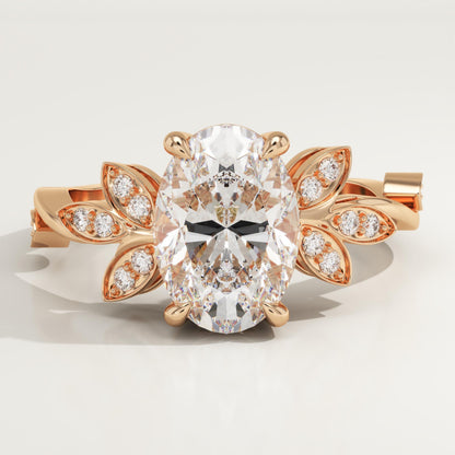 Oval Cut Nature Inspired Lab-Grown Diamond Engagement Ring