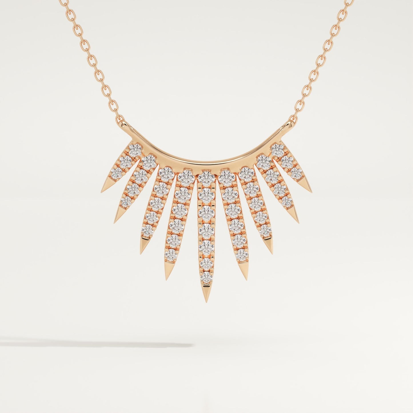 0.426 TCW Round Lab-Grown Diamond Sunbeams Charm Necklace