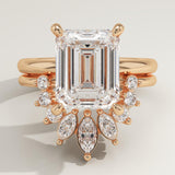 3.17 CT Emerald Cut Solitaire Lab-Grown Diamond Bridal Set