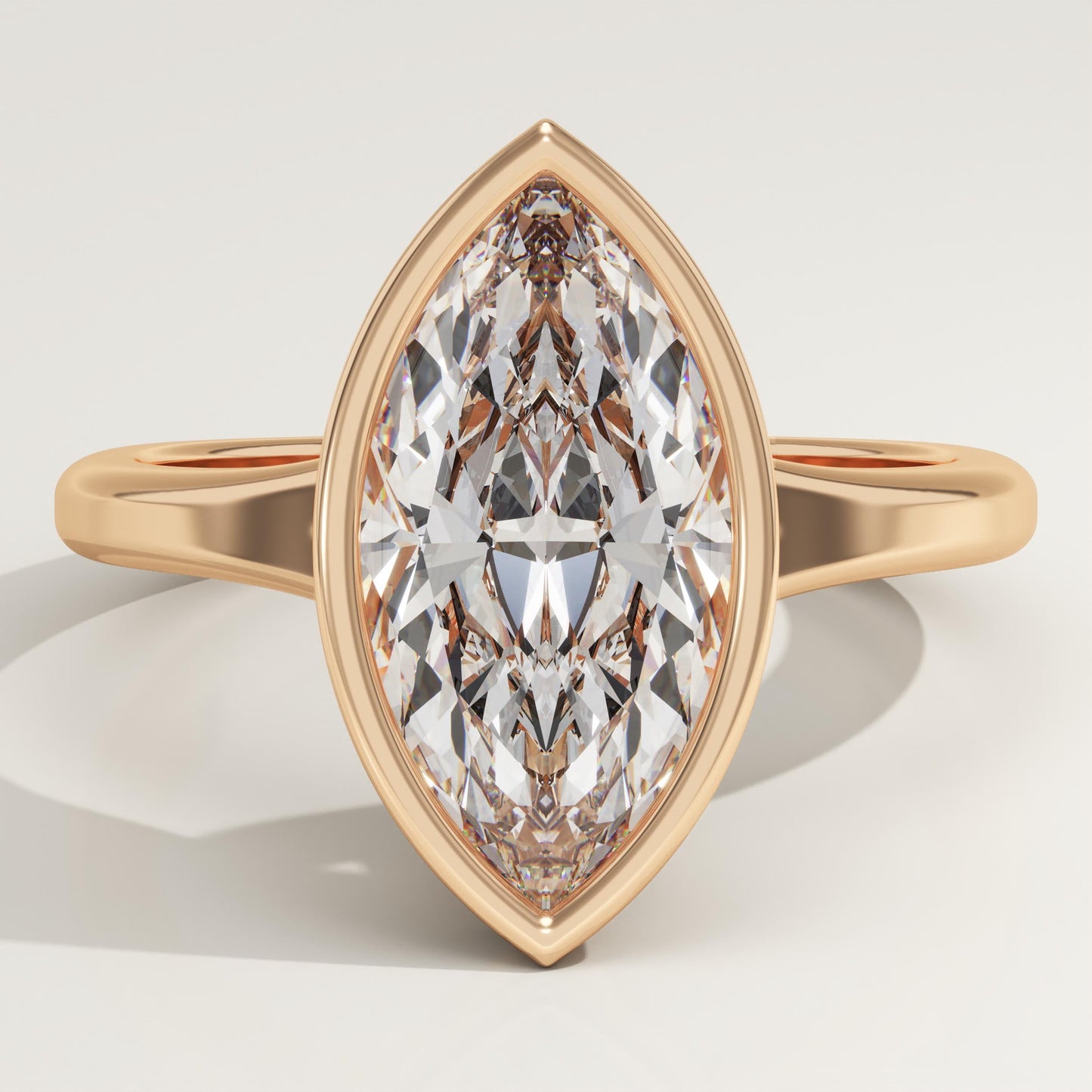 Marquise Cut Bezel Lab-Grown Diamond Engagement Ring