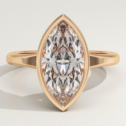 Marquise Cut Bezel Lab-Grown Diamond Engagement Ring