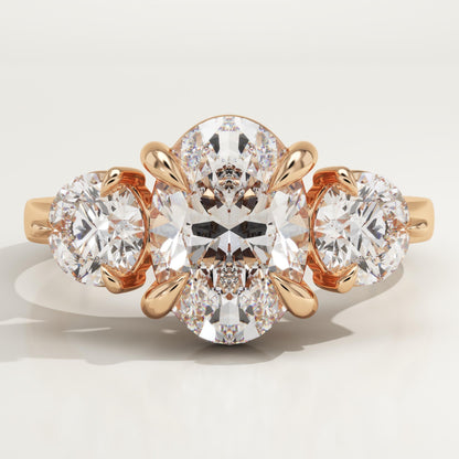 Oval Cut Three stone Lab-Grown Diamond Engagement Ring