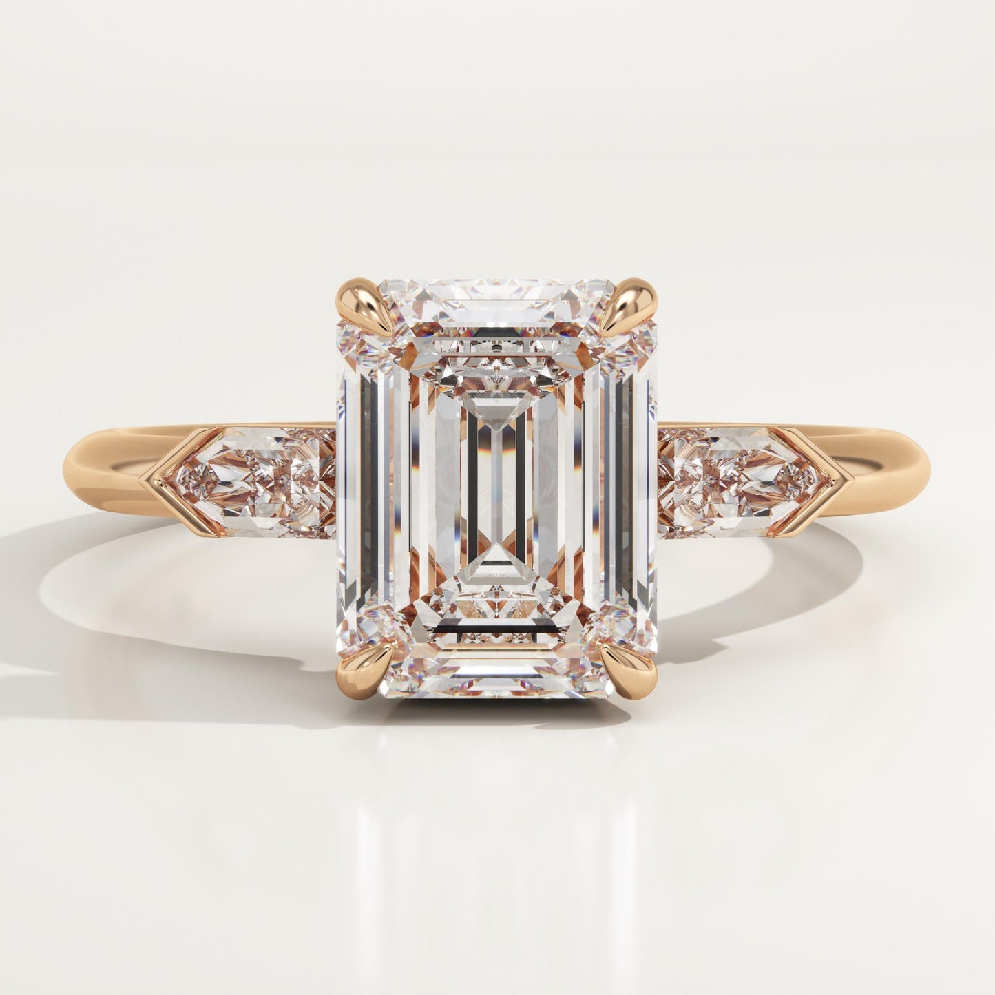 2 CT Emerald Cut Three Stone Moissanite Engagement Ring