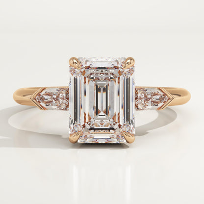 2 CT Emerald Cut Three Stone Moissanite Engagement Ring