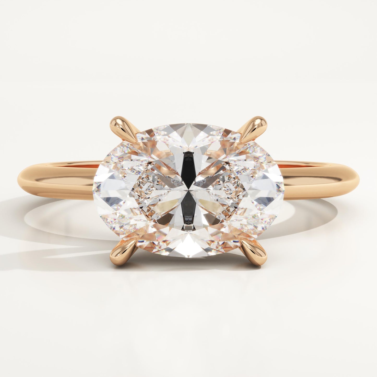 East West Oval Cut Solitaire Lab-Grown Diamond Engagement Ring