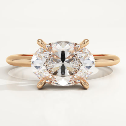 East West Oval Cut Solitaire Lab-Grown Diamond Engagement Ring