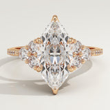 2.0 CT Marquise Cut Cluster Lab-Grown Diamond Engagement Ring