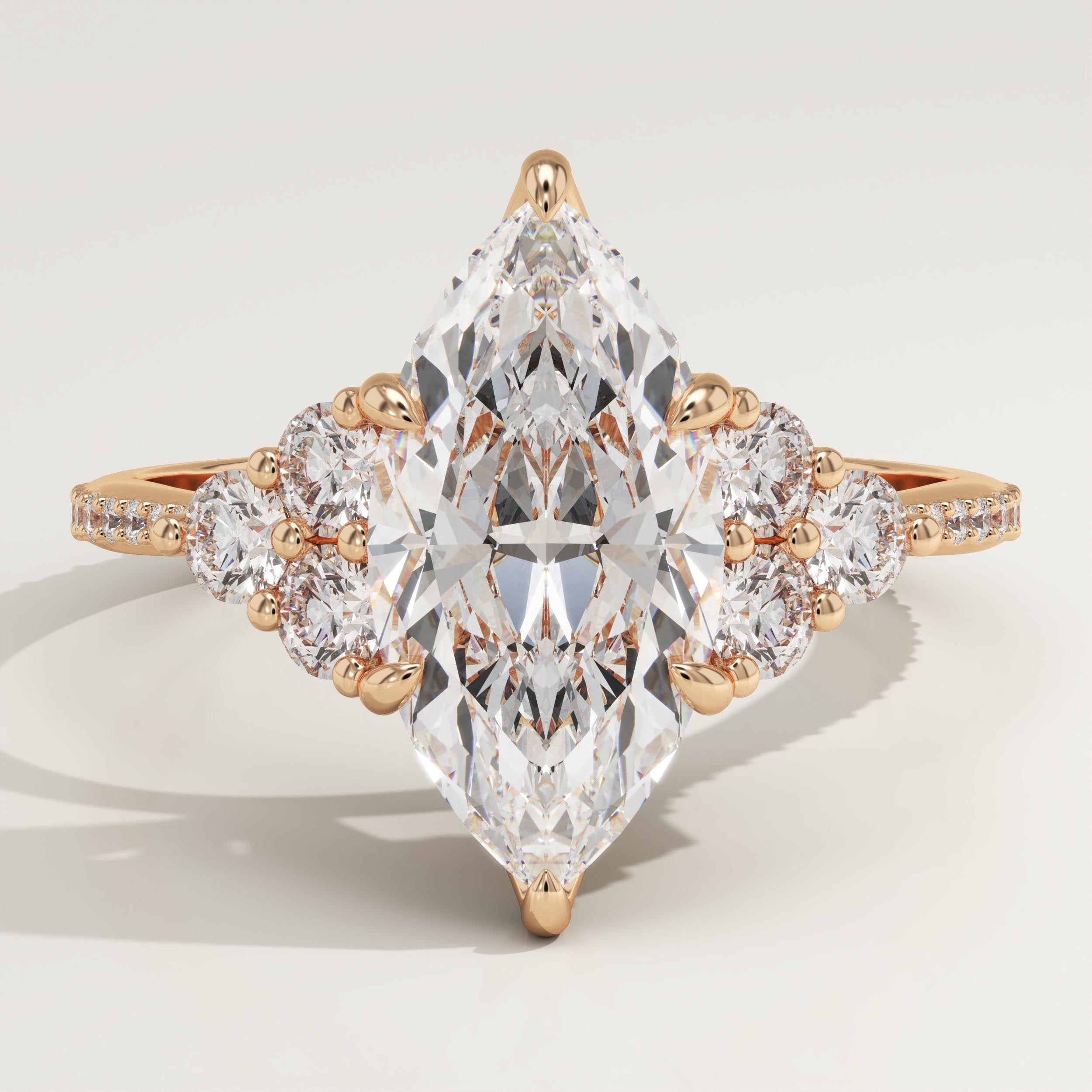 2.0 CT Marquise Cut Cluster Lab-Grown Diamond Engagement Ring