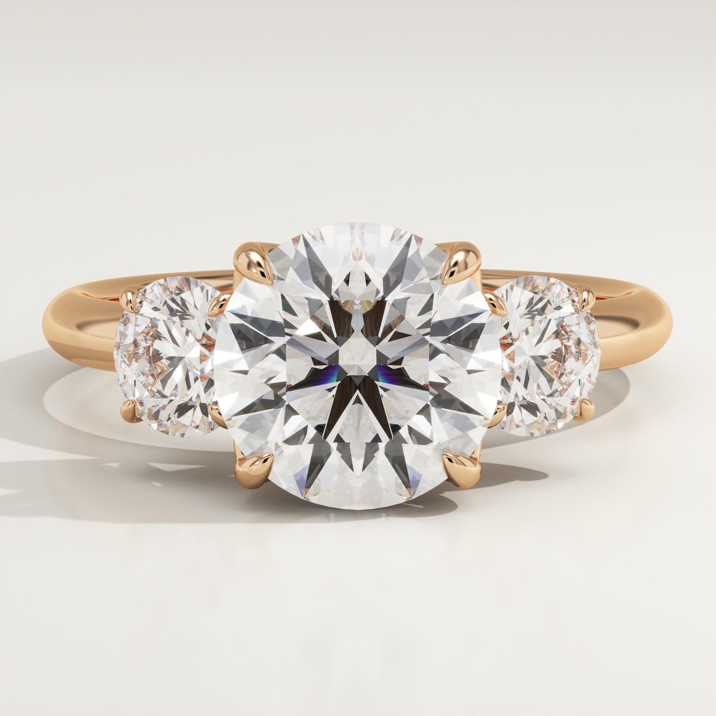 Round Cut Three Stone Lab-Grown Diamond Engagement Ring