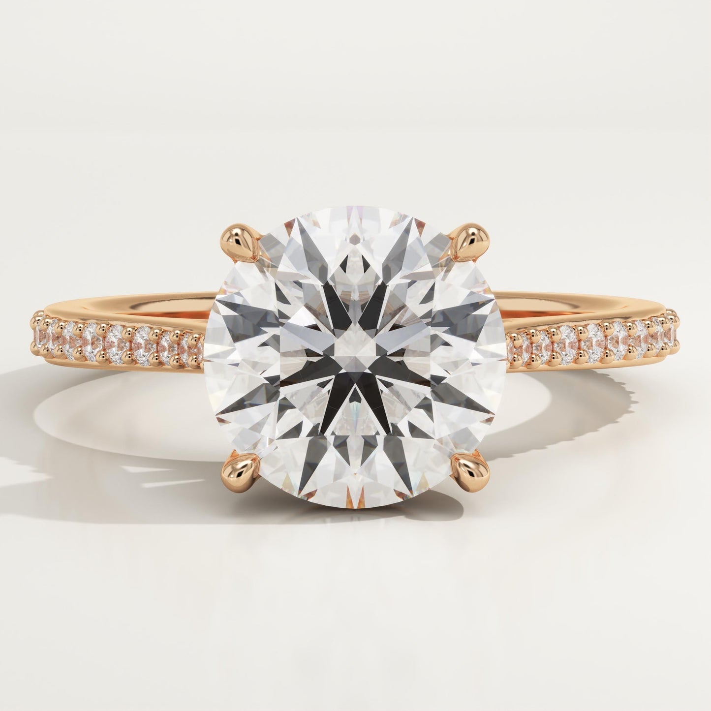 Round Cut Pave Cathedral Lab-Grown Diamond Engagement Ring