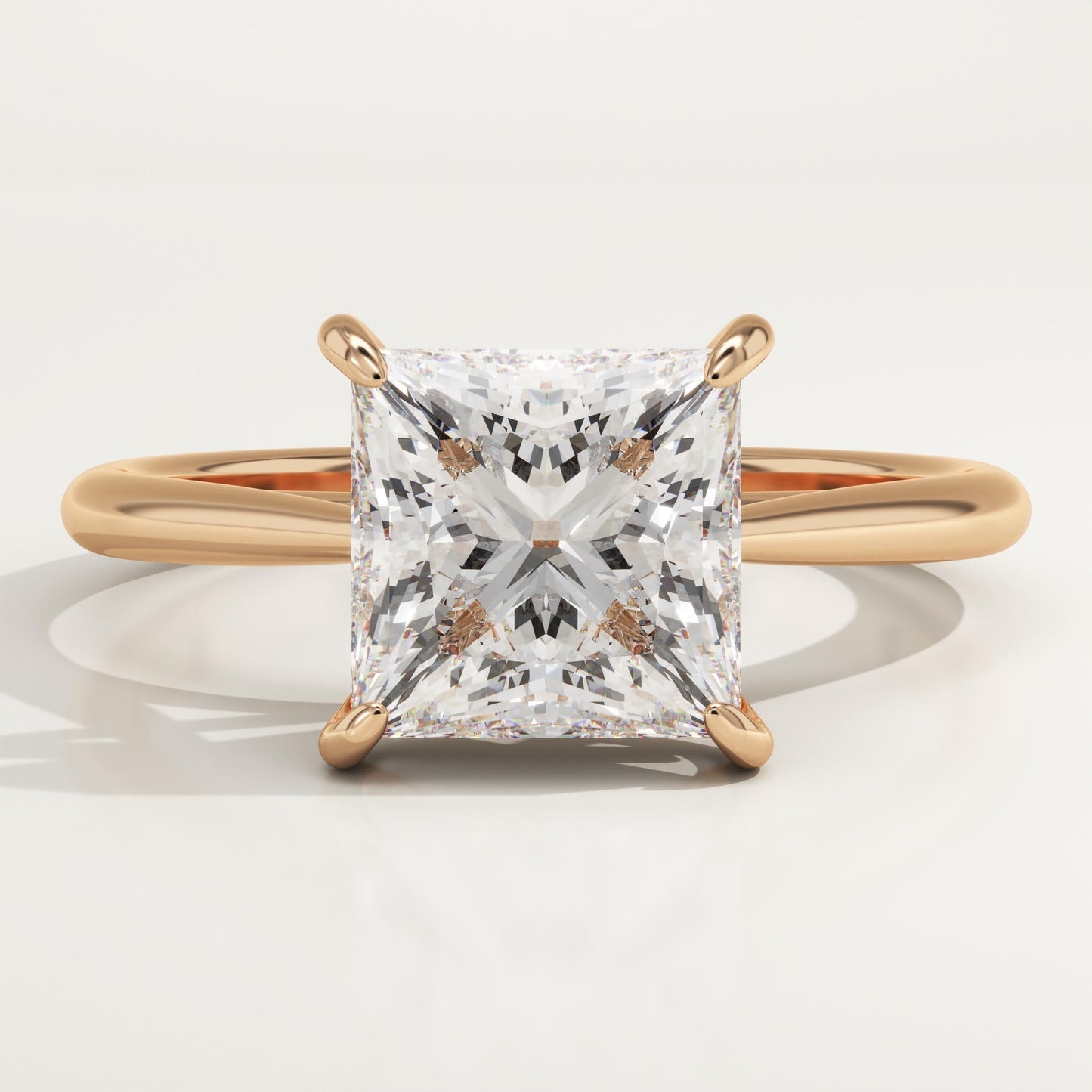 Princess Cut Solitaire Cathedral Lab-Grown Diamond Engagement Ring