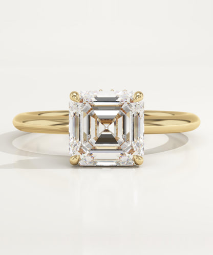 Asscher Cut Hidden Halo Lab-Grown Diamond Engagement Ring