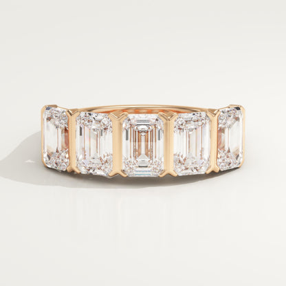 2.5 TCW Emerald Lab-Grown Diamond Half Eternity Wedding Band