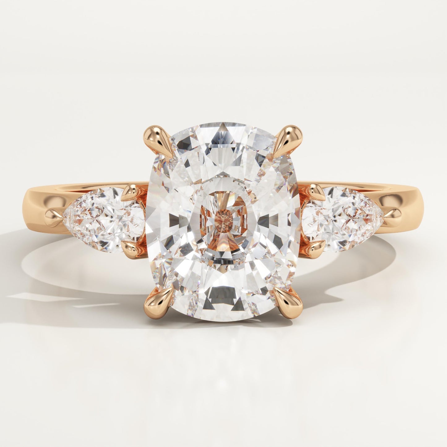 Elongated Cushion Cut Three stone Lab-Grown Diamond Engagement Ring