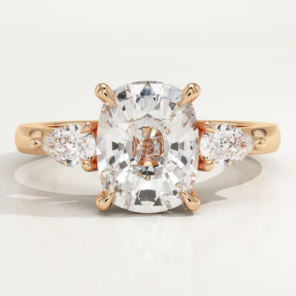 Elongated Cushion Cut Three stone Lab-Grown Diamond Engagement Ring