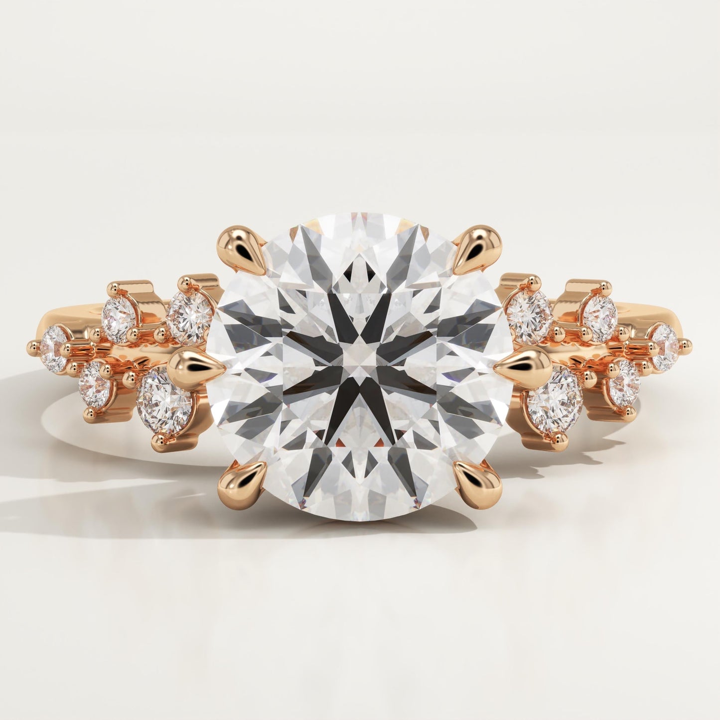 Round Cut Cluster Lab-Grown Diamond Engagement Ring