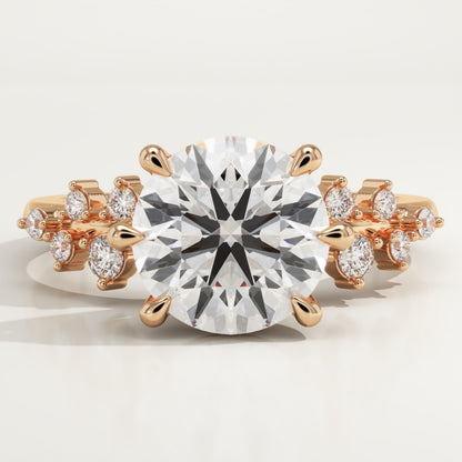 Round Cut Cluster Lab-Grown Diamond Engagement Ring