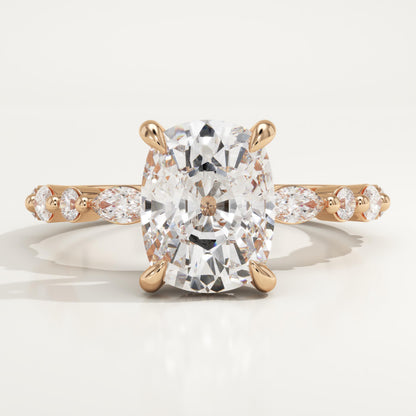 Elongated Cushion Cut Pave Lab-Grown Diamond Engagement Ring