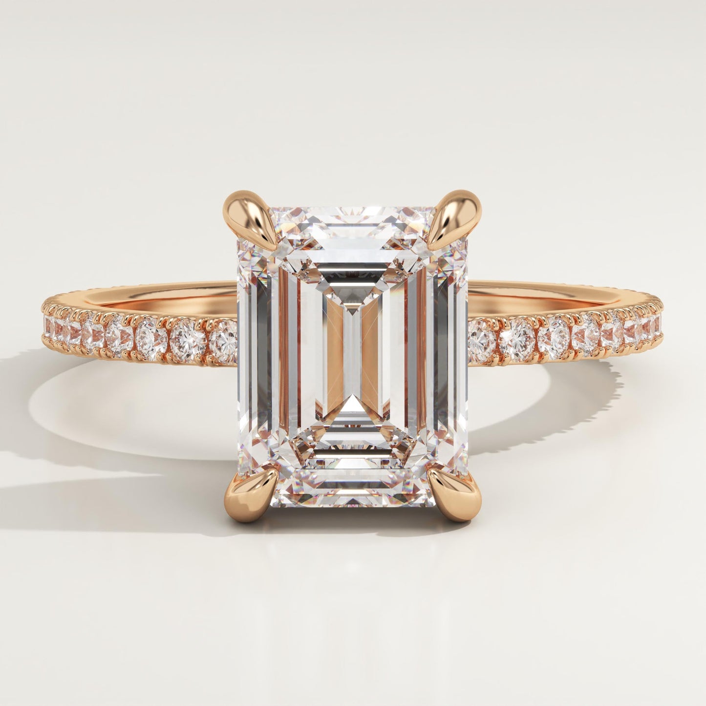 Emerald Cut Pave Lab-Grown Diamond Engagement Ring