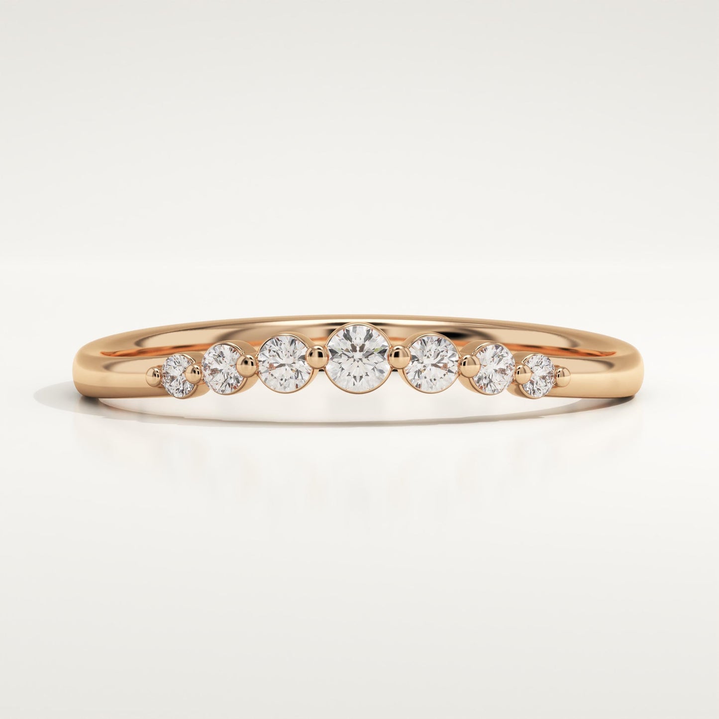 0.108 TCW Round Lab-Grown Diamond Curved Wedding Band