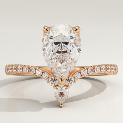 Pear Cut Pave Lab-Grown Diamond Engagement Ring