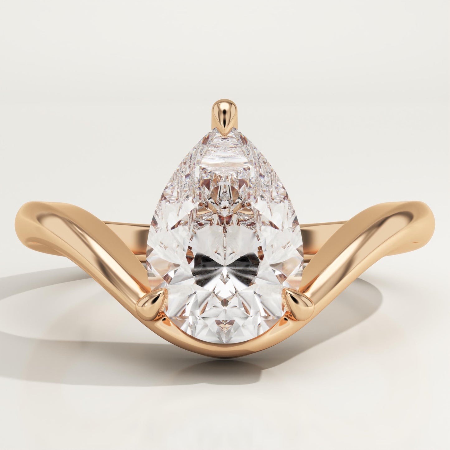Pear Cut Curved Lab-Grown Diamond Engagement Ring