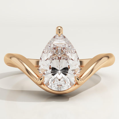 Pear Cut Curved Lab-Grown Diamond Engagement Ring