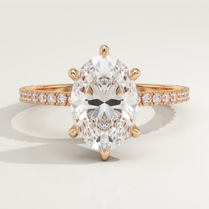 Oval Cut Pave Lab-Grown Diamond Engagement Ring