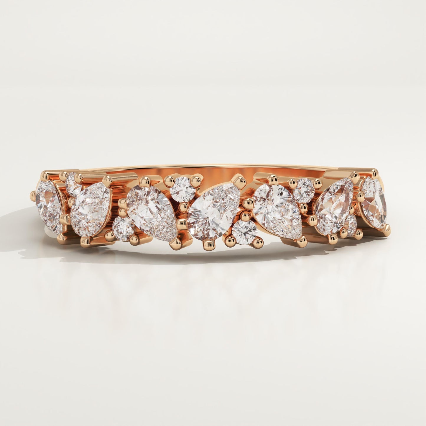 0.73 TCW Pear & Round Lab-Grown Diamond Half Eternity Wedding Band