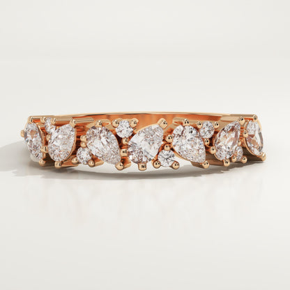 0.73 TCW Pear & Round Lab-Grown Diamond Half Eternity Wedding Band