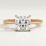 2.0 CT Cushion Cut Solitaire Lab-Grown Diamond Engagement Ring