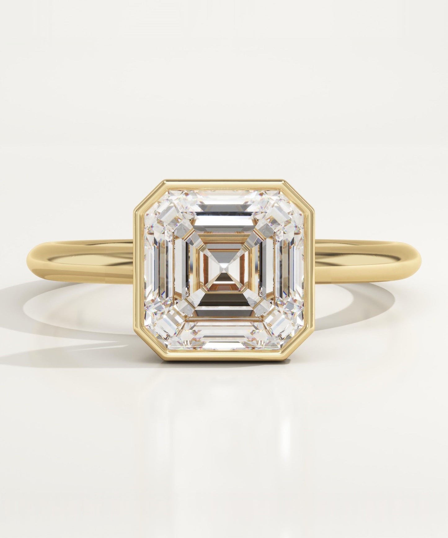 1.75 CT Asscher Cut Bezel Moissanite Engagement Ring