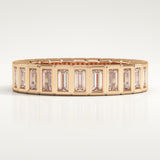 0.44 TCW Baguette Cut Lab-Grown Diamond Half Eternity Bezel Wedding Band