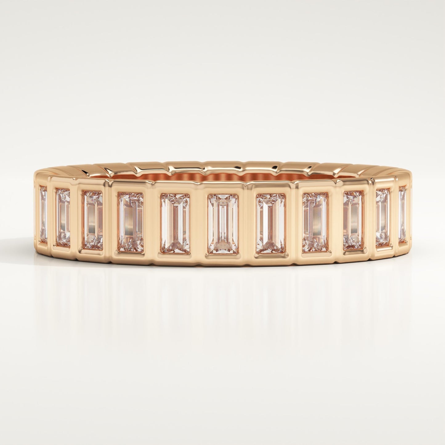0.44 TCW Baguette Lab-Grown Diamond Half Eternity Bezel Wedding Band