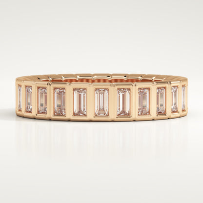 0.44 TCW Baguette Lab-Grown Diamond Half Eternity Bezel Wedding Band