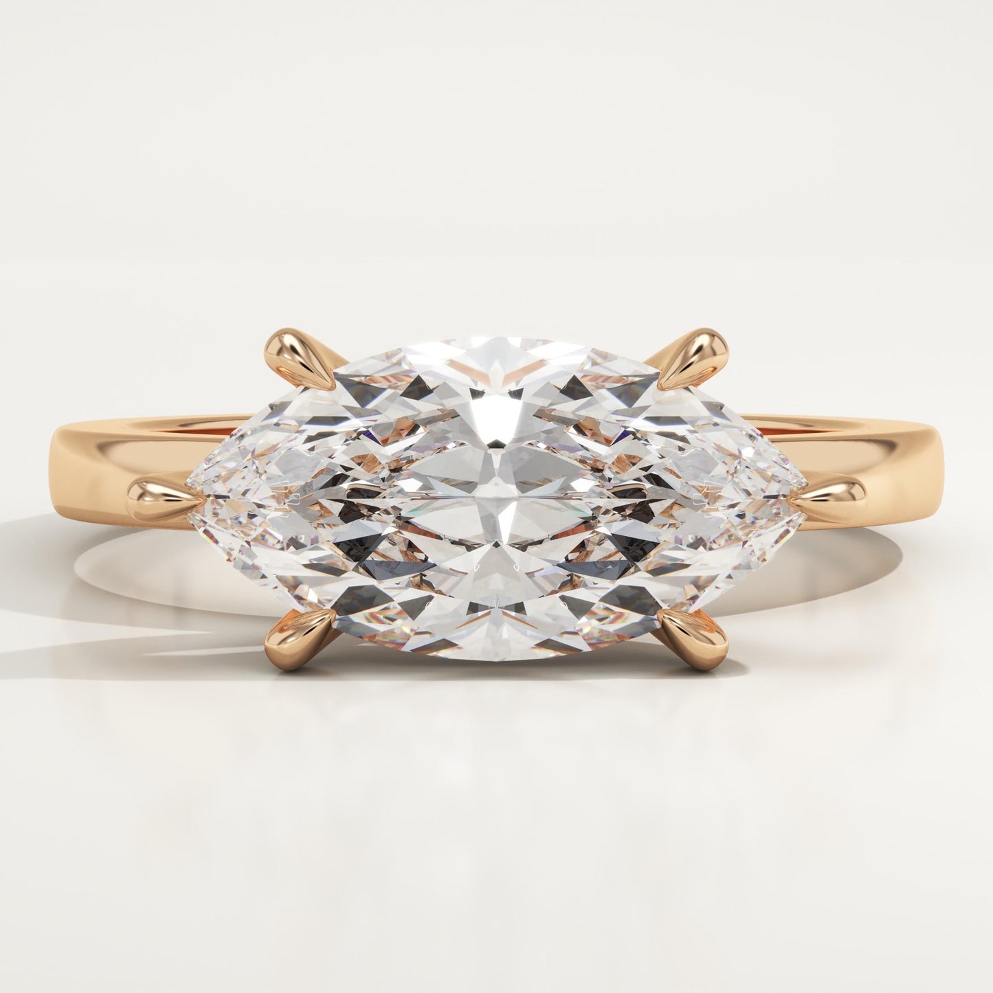 East West Marquise Cut Solitaire Lab-Grown Diamond Engagement Ring