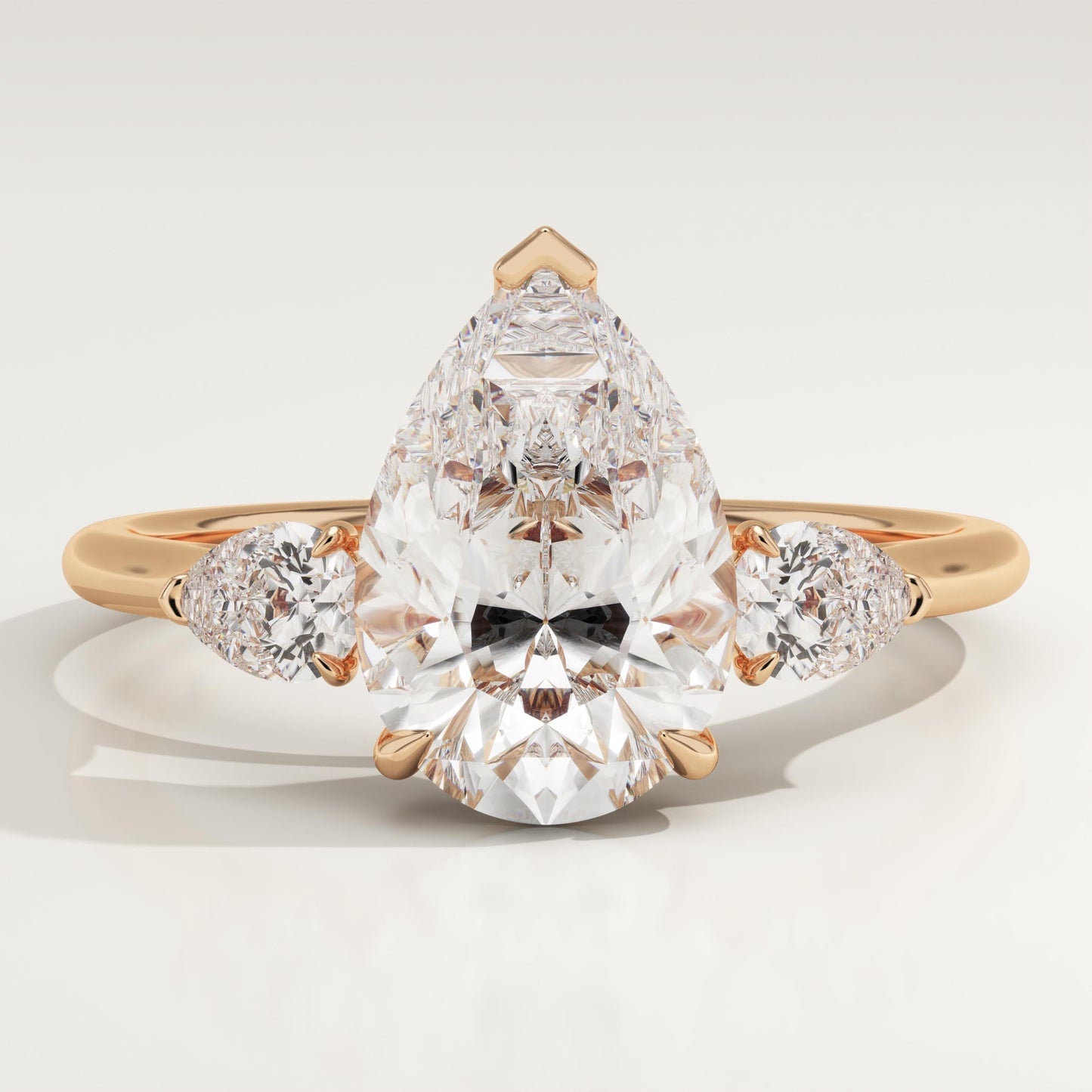 Pear Cut Three Stone Lab-Grown Diamond Engagement Ring
