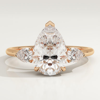 Pear Cut Three Stone Lab-Grown Diamond Engagement Ring