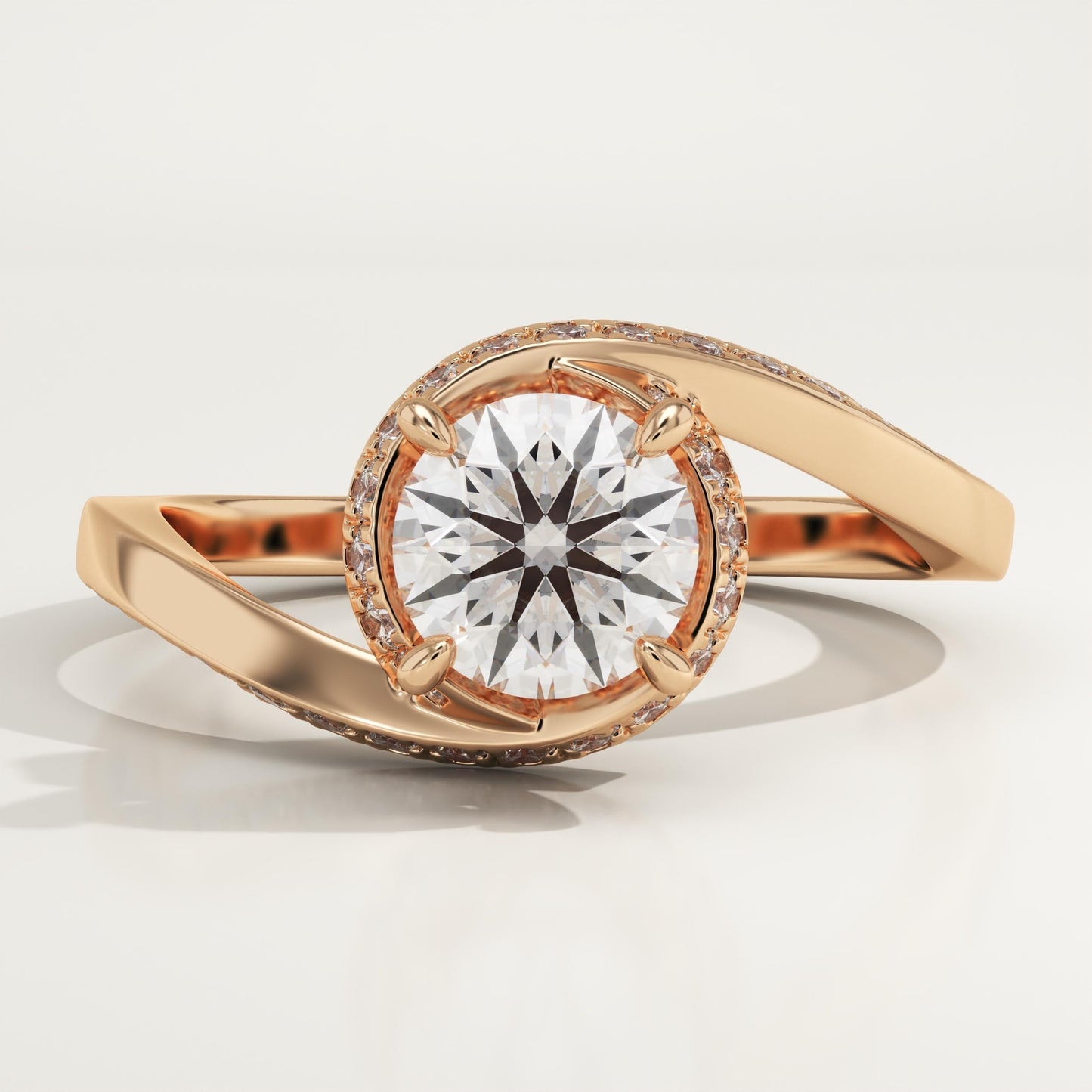 Round Cut Swirl Pave Lab-Grown Diamond Engagement Ring