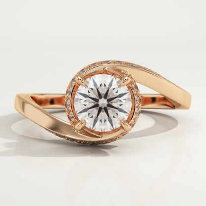 Round Cut Swirl Pave Lab-Grown Diamond Engagement Ring
